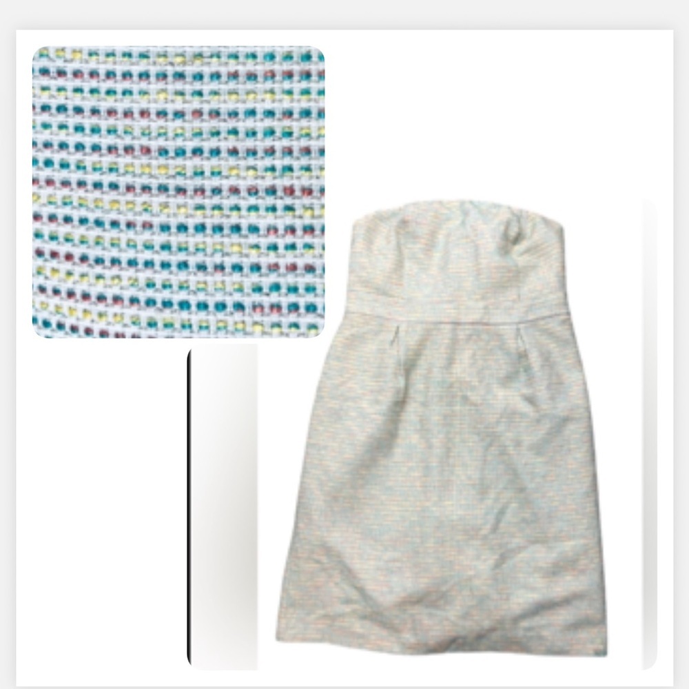 Merona Strapless Dress White yellow pink tweed like  lined plus size 16